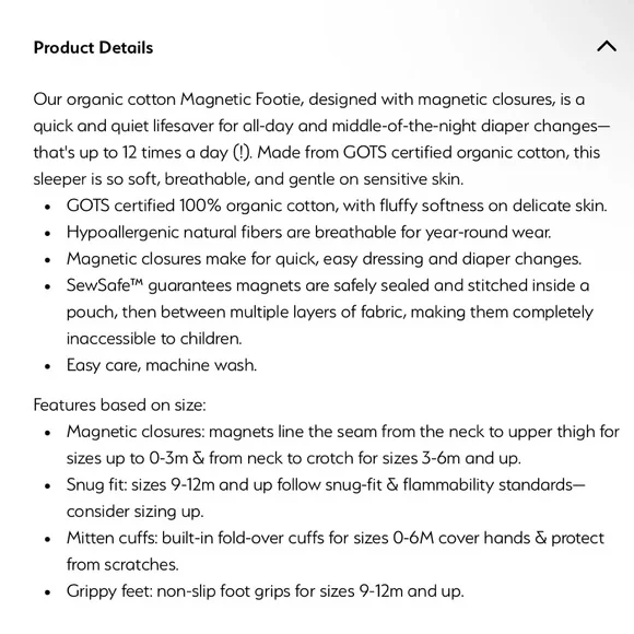 NWOT Magnetic Me modal sleeper 3-6 months - make diaper changes a breeze! - Picture 2 of 6